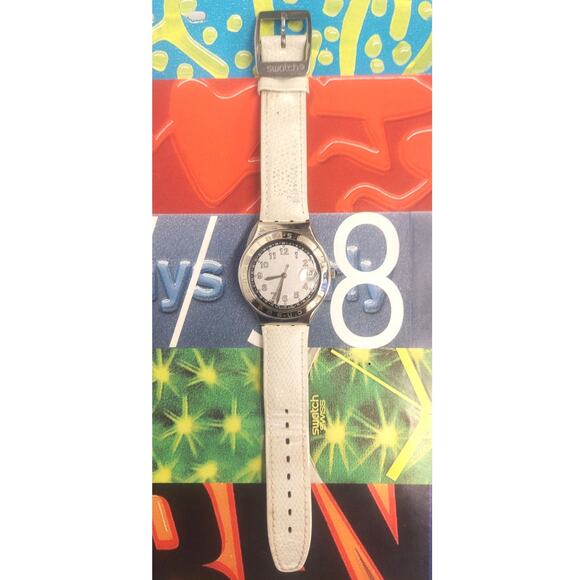 Swatch HAPPY JOE Light Grey YGS412C 1997 Irony Big - Swiss made Vintage watch - Picture 3 of 8